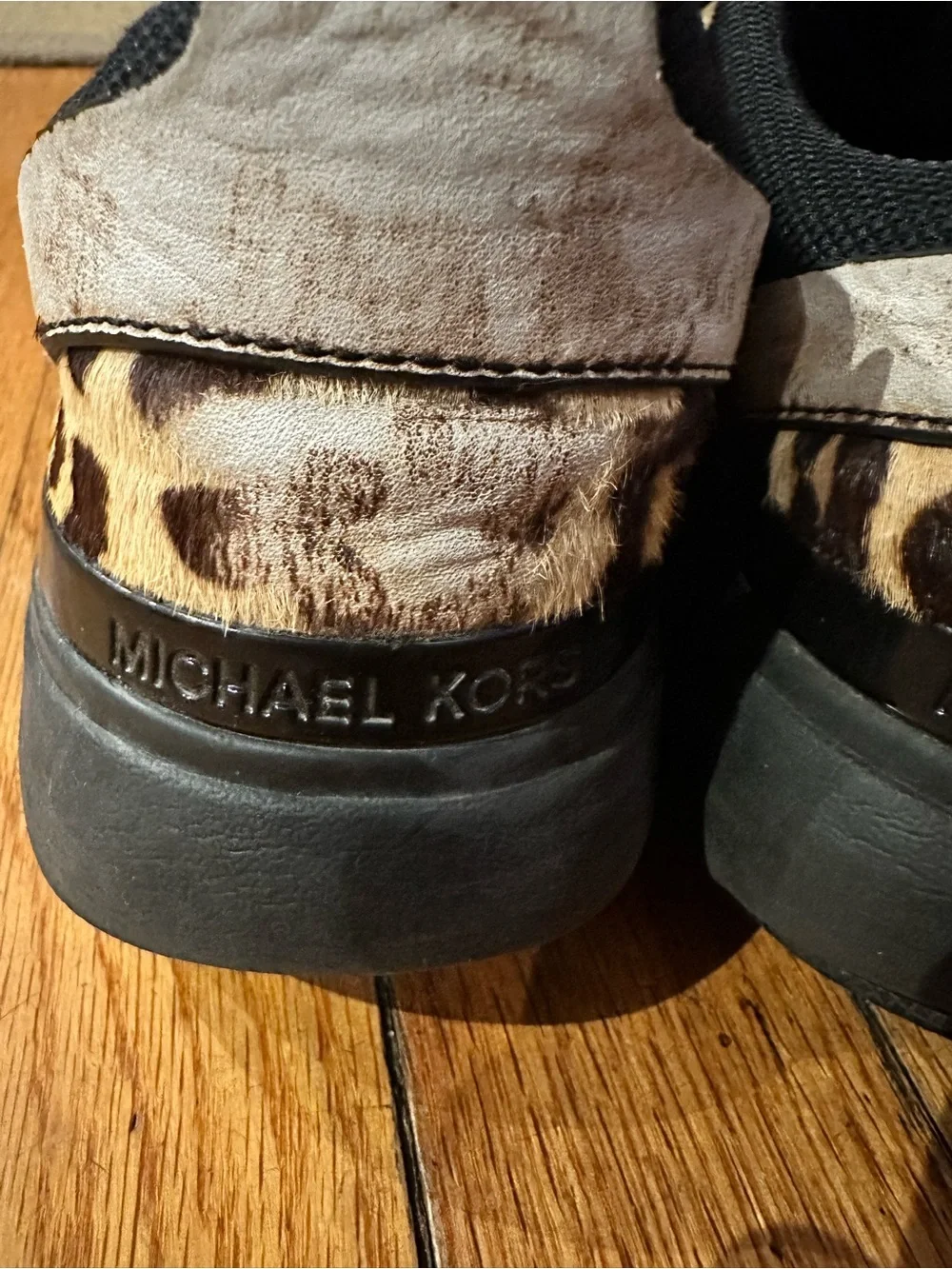 Michael Kors Black Mesh Leopard Print Sneakers Women’s Size 8
